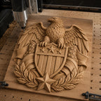 CNC & impression 3D aigle américain avec drapeau et montagnes, fichier STL très haute qualité