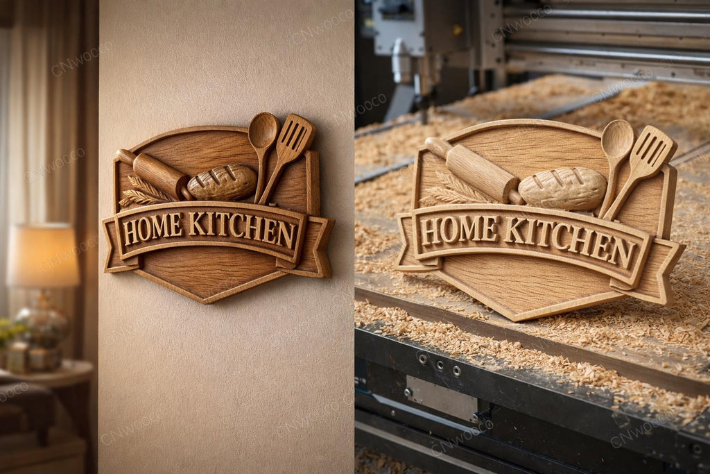 CNC- & 3D-Druckdatei rustikale Küchenplatte – Holz-Basrelief für Farmhouse-Wanddekoration STL