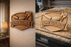 CNC- & 3D-Druckdatei rustikale Küchenplatte – Holz-Basrelief für Farmhouse-Wanddekoration STL