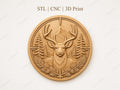 CNC & impression 3D cerf en forêt, relief chasse et nature STL haute qualité pour sculpture bois et décoration lodge