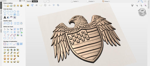 Fichier CNC & impression 3D aigle américain bouclier – bas-relief patriotique USA pour sculpture bois, décoration murale STL