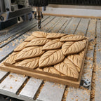 Fichier CNC texture bois motif feuilles – bas-relief organique seamless pour sculpture bois, panneau décoratif mural STL