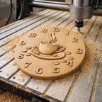 CNC-Datei Uhr Kaffee – Kaffeetasse-Relief für Holzskulptur, Wanddekoration Coffee Shop STL