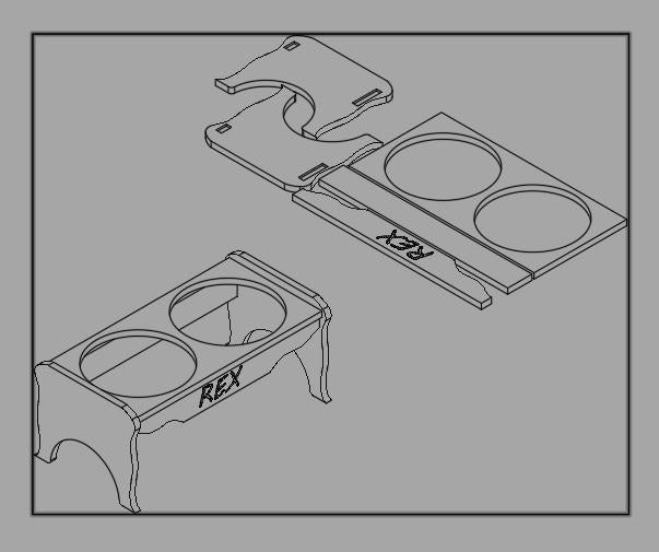 CNC-Datei für Tierfutternapfhalterung – Schneidpläne dxf svg crv crv3d ai pdf eps für CNC-Fräse