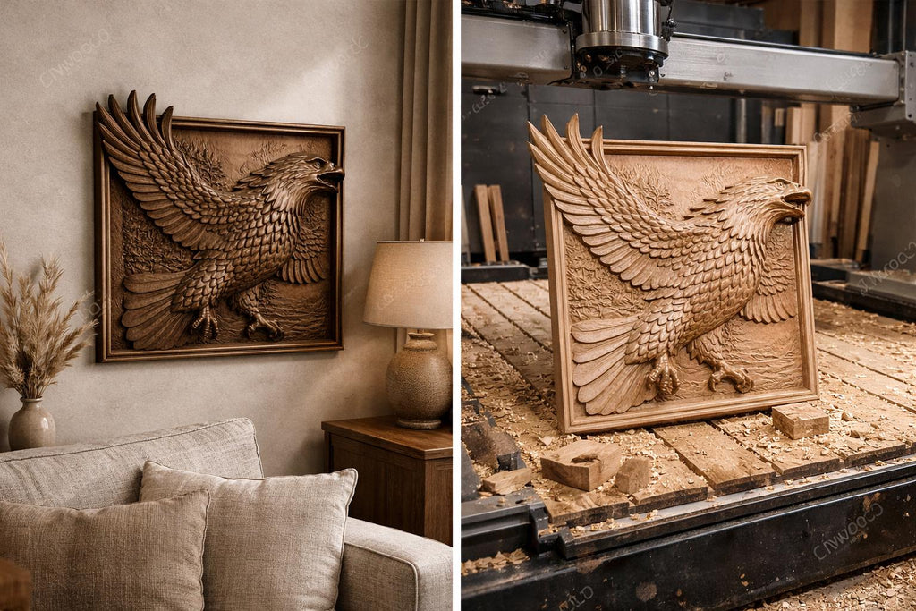 Adler CNC STL-Datei – 3D-Basrelief – Wandkunst Wildtiere – Router-Carving – 3D