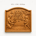 CNC & 3D-Reliefdruck Vater und Sohn Baseball First Hero, sehr hochwertige STL-Datei