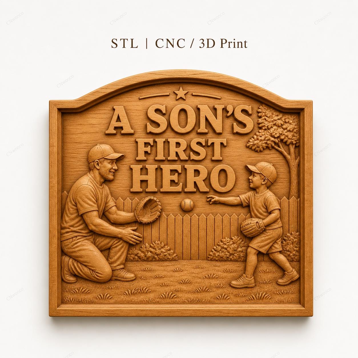 CNC & 3D-Reliefdruck Vater und Sohn Baseball First Hero, sehr hochwertige STL-Datei