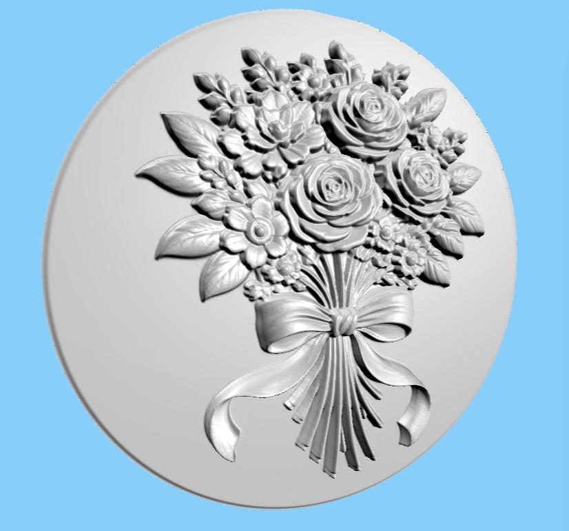 CNC-Datei Blumenstrauß Rosen – 3D-Relief für Holzskulptur, Wanddekoration STL