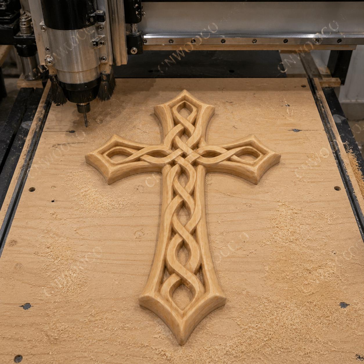 Fichier CNC & impression 3D – croix chrétienne en bas-relief 3D, modèle STL pour sculpture bois et décoration murale