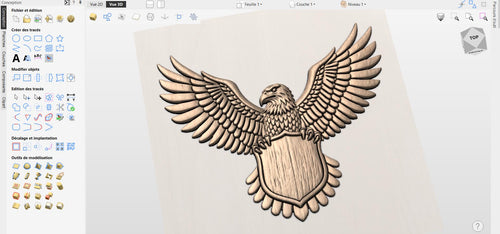 Fichier CNC blason aigle héraldique, bas-relief bois patriotique, décoration murale, sculpture bois, modèle gravure 3D STL