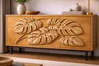 Fichier CNC panneau texture bois florale – bas-relief motif nature pour sculpture bois, design façade meuble et décoration murale STL