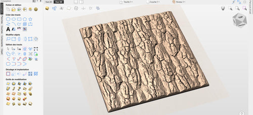 Fichier CNC panneau texture écorce bois, bas-relief rustique arbre, décoration murale, panneau porte meuble, modèle gravure 3D STL