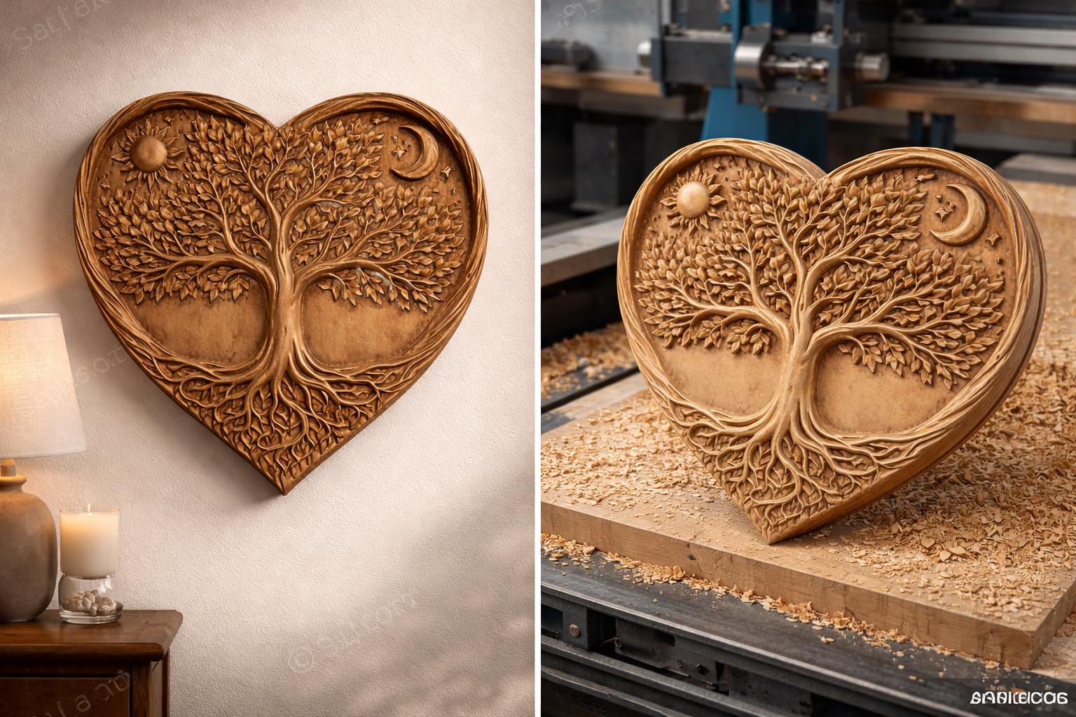 CNC-Datei „Baum des Lebens“ – spirituelles Basrelief für Holzskulpturen, STL-Wanddekoration