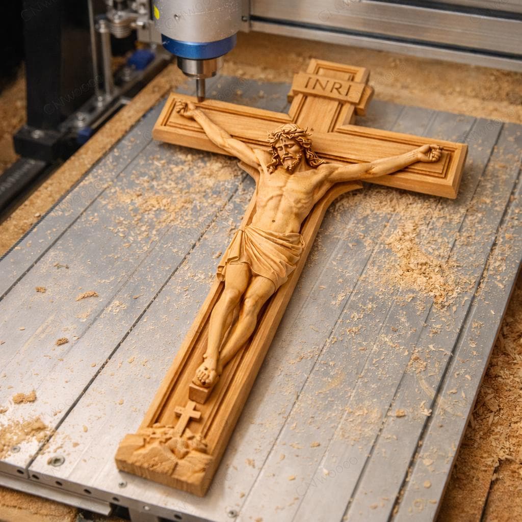 Fichier CNC croix bas-relief bois chrétien, wall art religieux, wood relief carving, woodworking decor, CNC router file,digital download STL