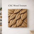 Fichier CNC texture bois motif feuilles – bas-relief organique seamless pour sculpture bois, panneau décoratif mural STL
