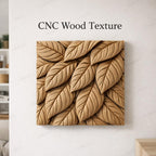 Fichier CNC texture bois motif feuilles – bas-relief organique seamless pour sculpture bois, panneau décoratif mural STL