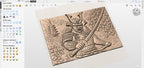 CNC-Datei Japanischer Bushido-Samurai, Holz-Flachrelief Krieger, asiatische Wanddekoration, Holzskulptur, 3D-STL-Gravurmodell