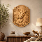 CNC & 3D-Druck Löwin und Löwenbaby Relief, Wildlife-Tierdatei für Holzgravur, hochwertiges STL