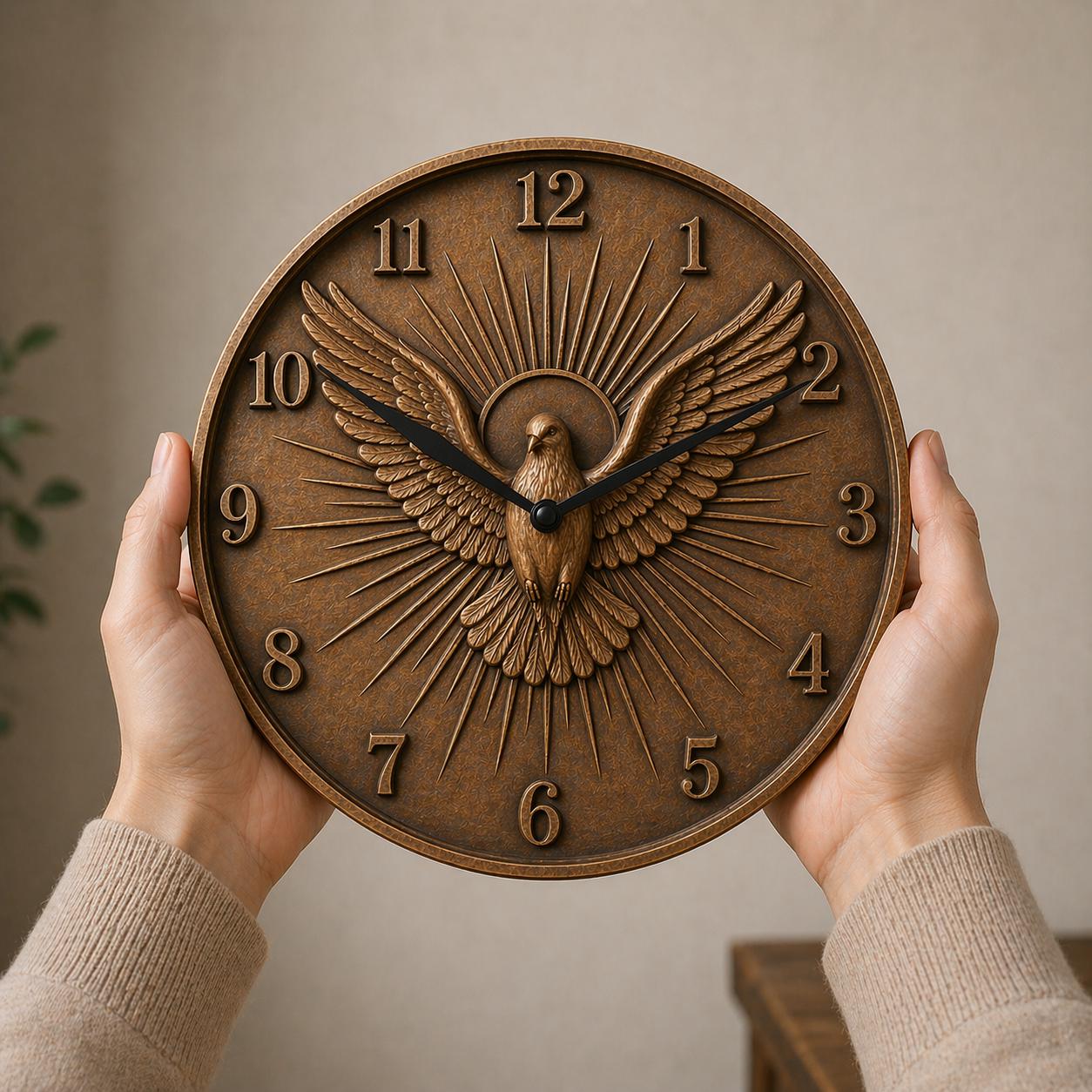 Fichier CNC horloge chrétienne – bas-relief religieux pour sculpture bois, décoration murale église STL