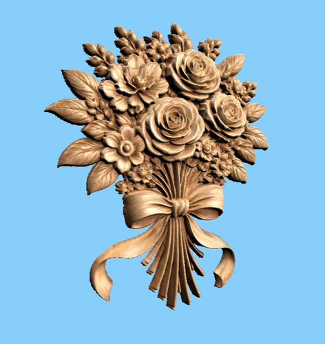 Fichier CNC bouquet floral roses – bas-relief 3D pour sculpture bois, décoration murale STL
