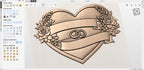 CNC & 3D-Druck-Datei Hochzeitsherz mit Ringen – romantisches Basrelief für Holzskulpturen, Wanddekoration STL