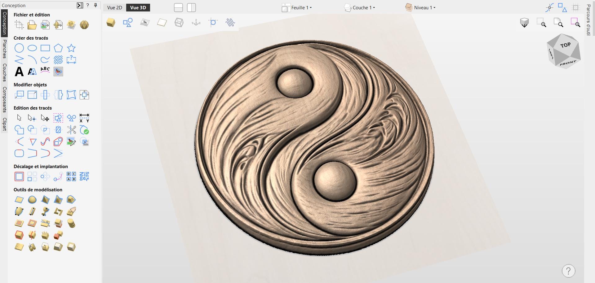 Yin Yang CNC-Datei – Zen-Gleichgewicht-Flachrelief für Holzskulpturen, spirituelle Wanddekoration STL