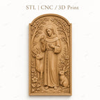 CNC & 3D-Reliefdruck Heiliger Franziskus mit Tieren, sehr hochwertige STL-Datei