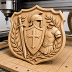 CNC & impression 3D relief armure de chevalier croisé avec épée et bouclier, fichier STL très haute qualité