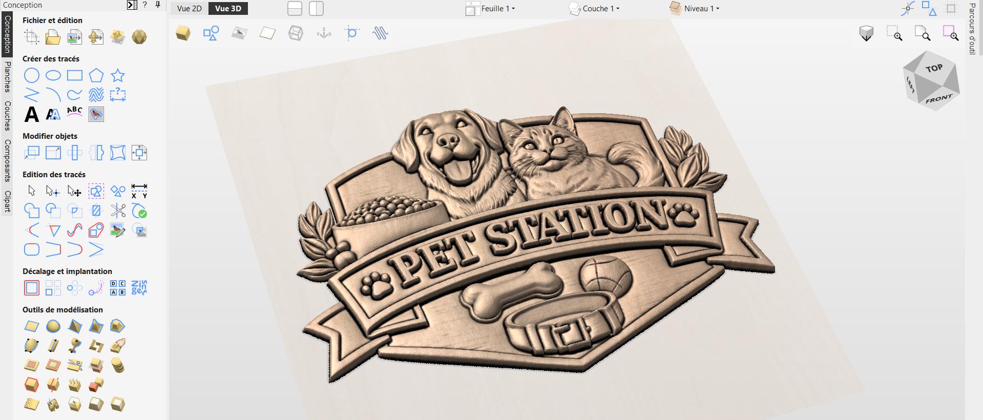 Fichier CNC & impression 3D station animaux chien chat – bas-relief panneau pour sculpture bois, décoration murale pet lover STL