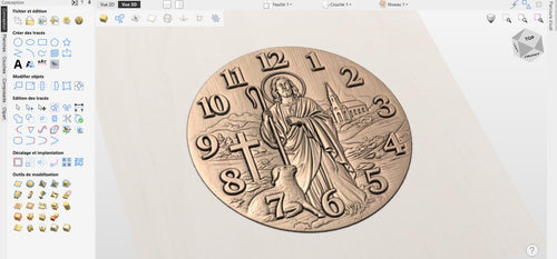 Fichier CNC horloge Jésus berger et brebis – bas-relief chrétien pour sculpture bois, décoration murale religieuse STL