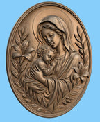 CNC & impression 3D relief Vierge Marie avec enfant Jésus, décoration catholique, fichier STL très haute qualité