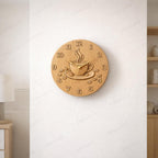CNC-Datei Uhr Kaffee – Kaffeetasse-Relief für Holzskulptur, Wanddekoration Coffee Shop STL