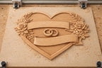 CNC & 3D-Druck-Datei Hochzeitsherz mit Ringen – romantisches Basrelief für Holzskulpturen, Wanddekoration STL