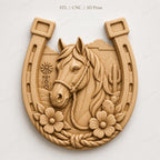 CNC & impression 3D cheval avec fer à cheval STL, relief western ranch pour sculpture bois