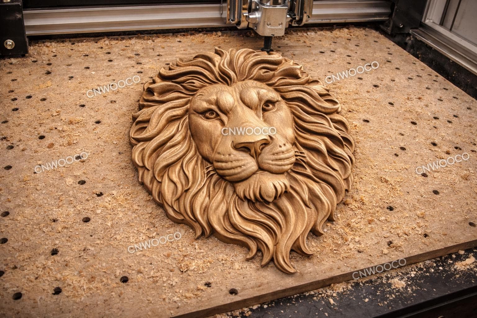 Fichier CNC & impression 3D tête de lion – bas-relief puissant pour sculpture bois, décoration murale STL