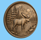 CNC & impression 3D élan moose au lac, STL de haute qualité pour sculpture bois et lodge decor