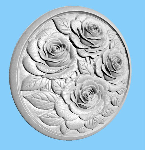 Fichier CNC roses bas-relief 3D, décoration murale bois floral, sculpture bois, modèle gravure 3D STL