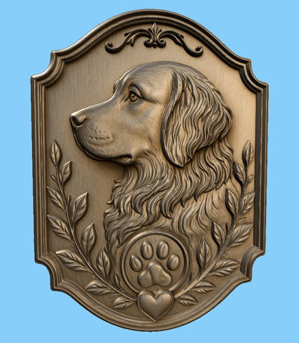CNC & impression 3D relief portrait de chien, fichier pet plaque pour gravure bois, STL de haute qualité