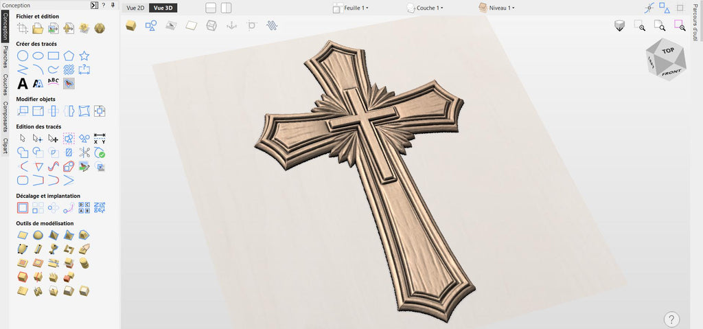 Fichier CNC & impression 3D croix chrétienne – bas-relief bois pour sculpture CNC, décoration murale religieuse STL