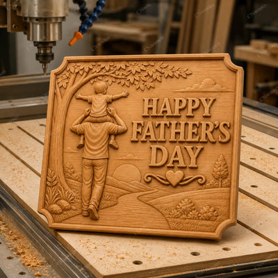 CNC & impression 3D relief fête des pères avec papa et enfant, fichier STL très haute qualité