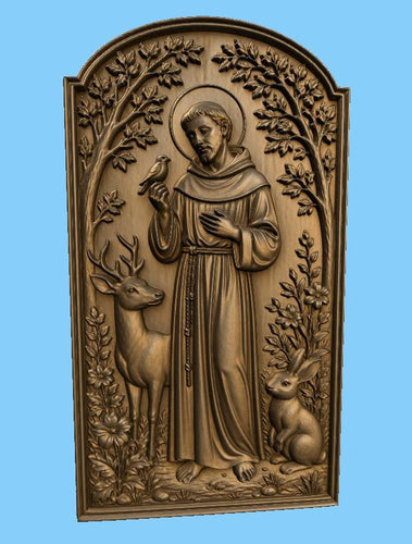 CNC & impression 3D relief Saint François avec animaux, fichier STL très haute qualité