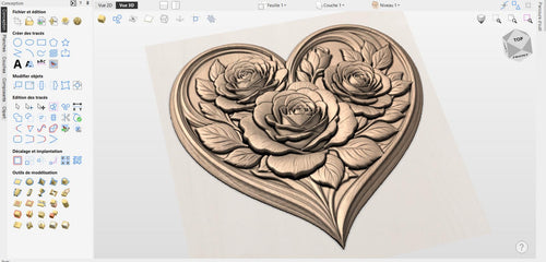 Fichier CNC & impression 3D cœur de roses – bas-relief 3D pour sculpture bois, décoration murale STL