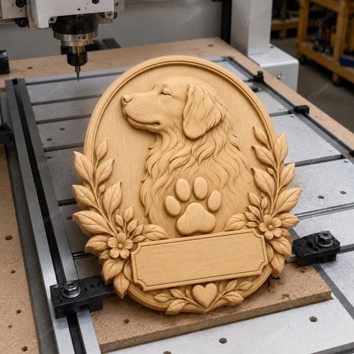 CNC & impression 3D relief portrait de chien, fichier pet plaque pour gravure bois, STL de haute qualité, à personnaliser