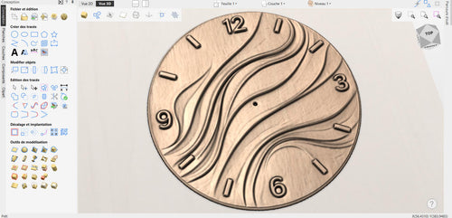 Fichier CNC horloge design abstrait – bas-relief bois 3D pour sculpture CNC, décoration murale moderne STL