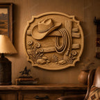 CNC & impression 3D décor western avec chapeau cowboy et corde, fichier STL très haute qualité