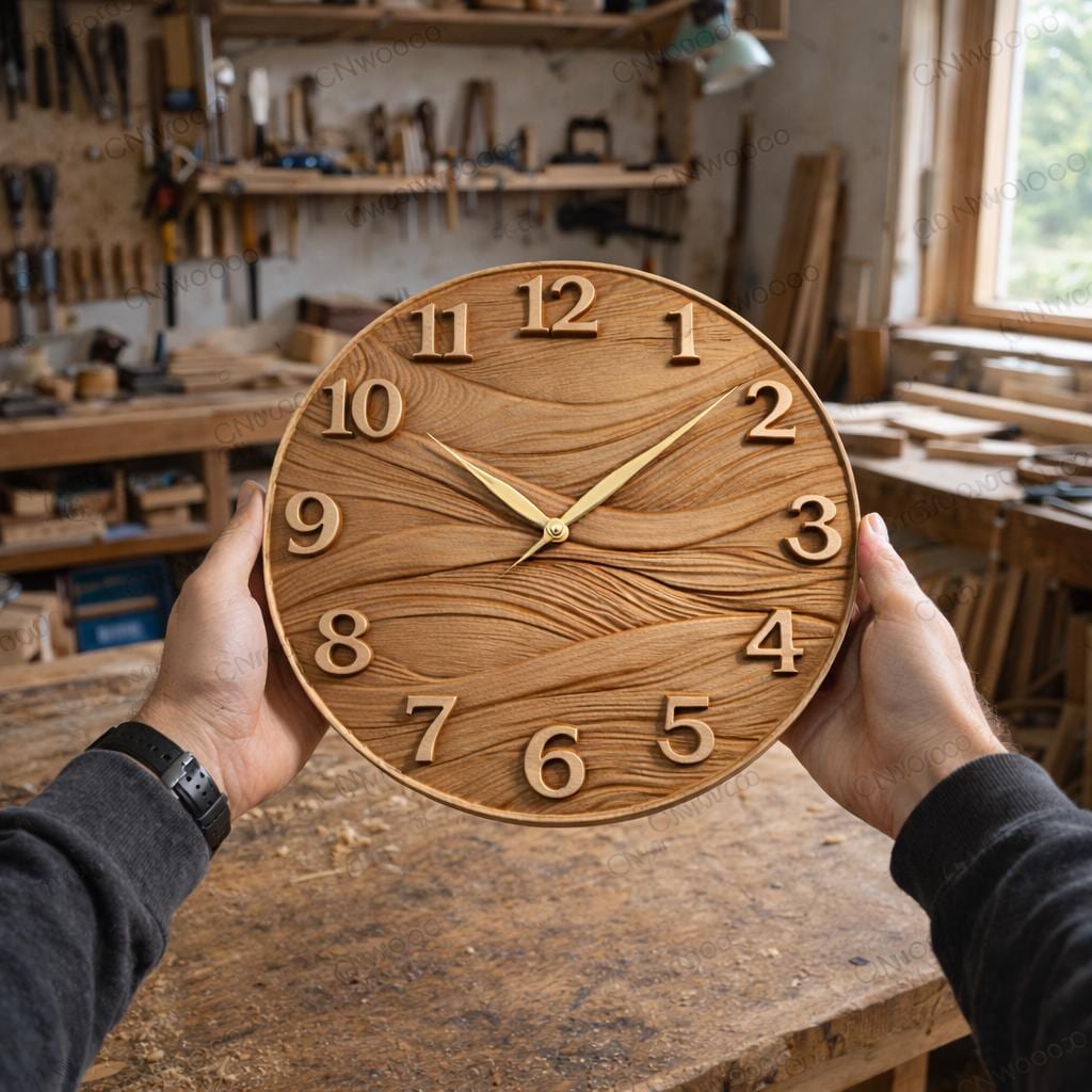 CNC-Datei für abstrakte, moderne Wanduhr – 3D-Relief für Holzskulptur, Wanddeko-Design STL