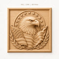 CNC & impression 3D relief aigle américain avec drapeau, décor patriotique, fichier STL très haute qualité