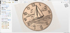 Fichier CNC horloge voilier nautique, bas-relief bois bateau océan, décoration murale marine, sculpture horloge, modèle gravure 3D STL