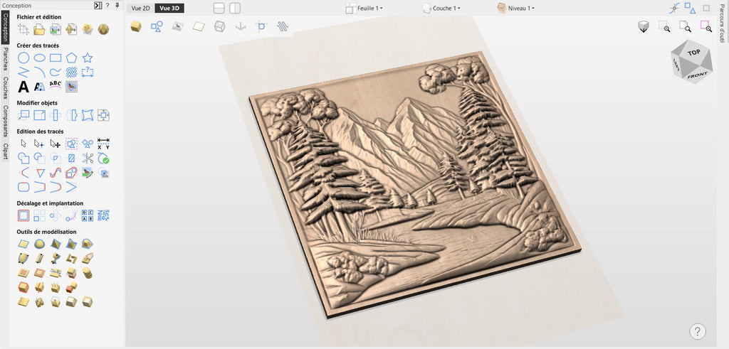 Mountain landscape 3D CNC  file bas relief STL file for CNC router wall art