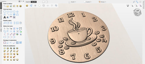 Fichier CNC horloge café – bas-relief tasse de café pour sculpture bois, décoration murale coffee shop STL